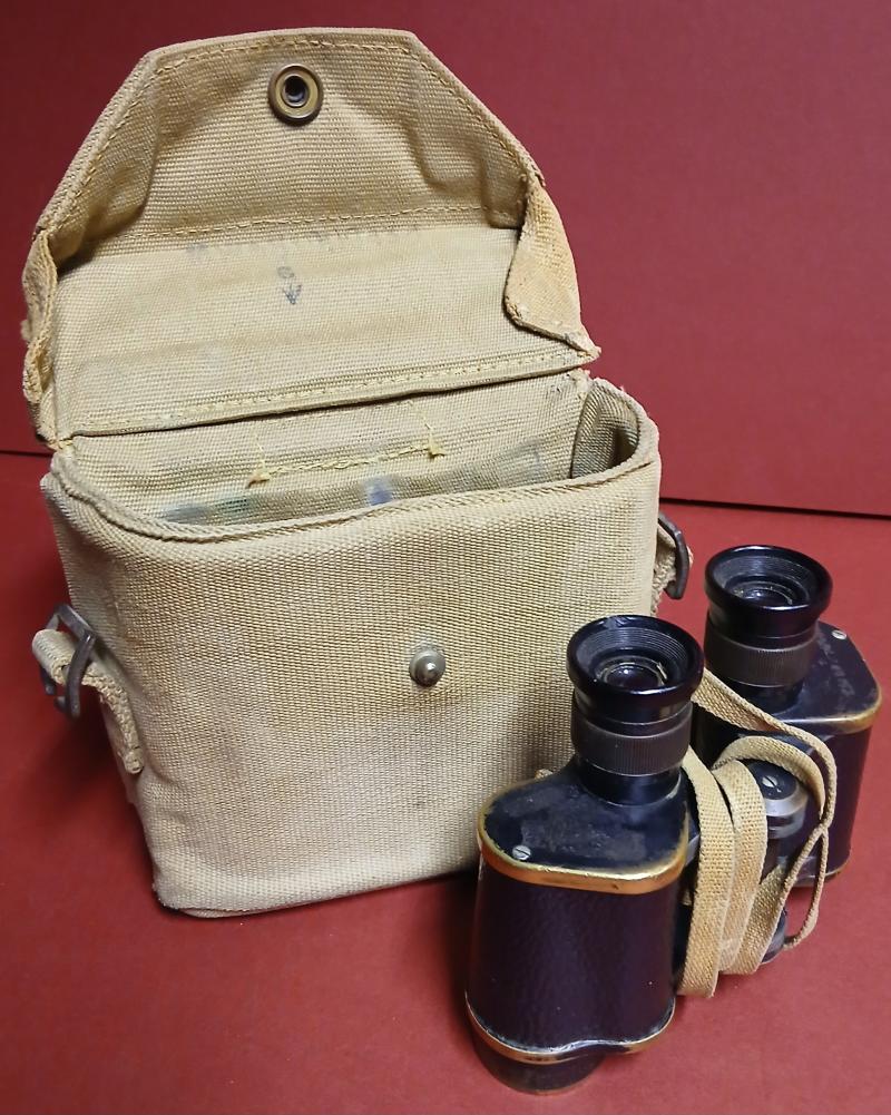 WW2 BRITISH ARMY BINOCULARS No2 MKII & POUCH .