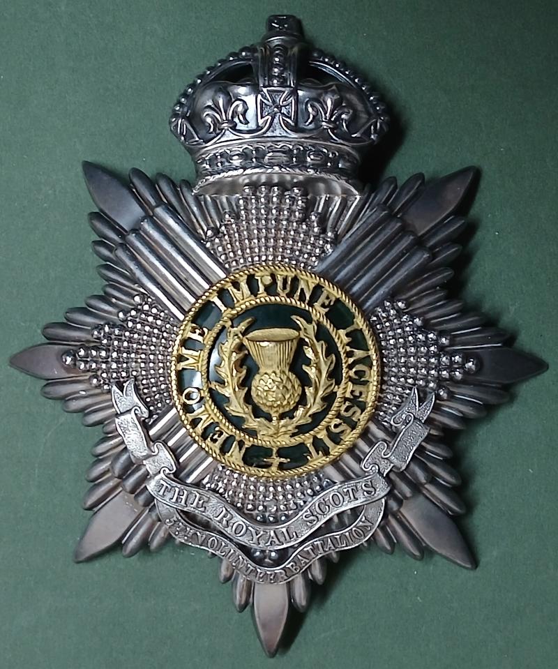 The Royal Scots. Officers Blue Cloth Helmet Plate
