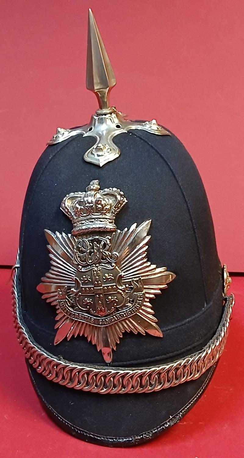 VICTORIAN OFFICERS BLUE CLOTH (HOME SERVICE) HELMET .