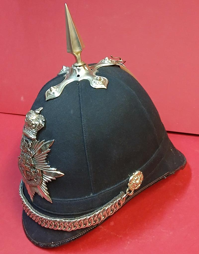 VICTORIAN OFFICERS BLUE CLOTH (HOME SERVICE) HELMET .